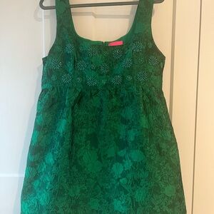 Lilly Pulitzer Green Floral and Beaded Dress